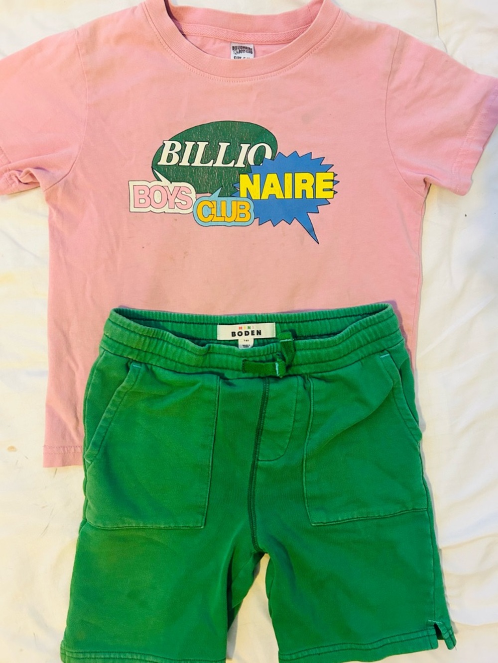 Mini Boden Green Shorts & Billionaire Boys Club Pink Tee - Kids